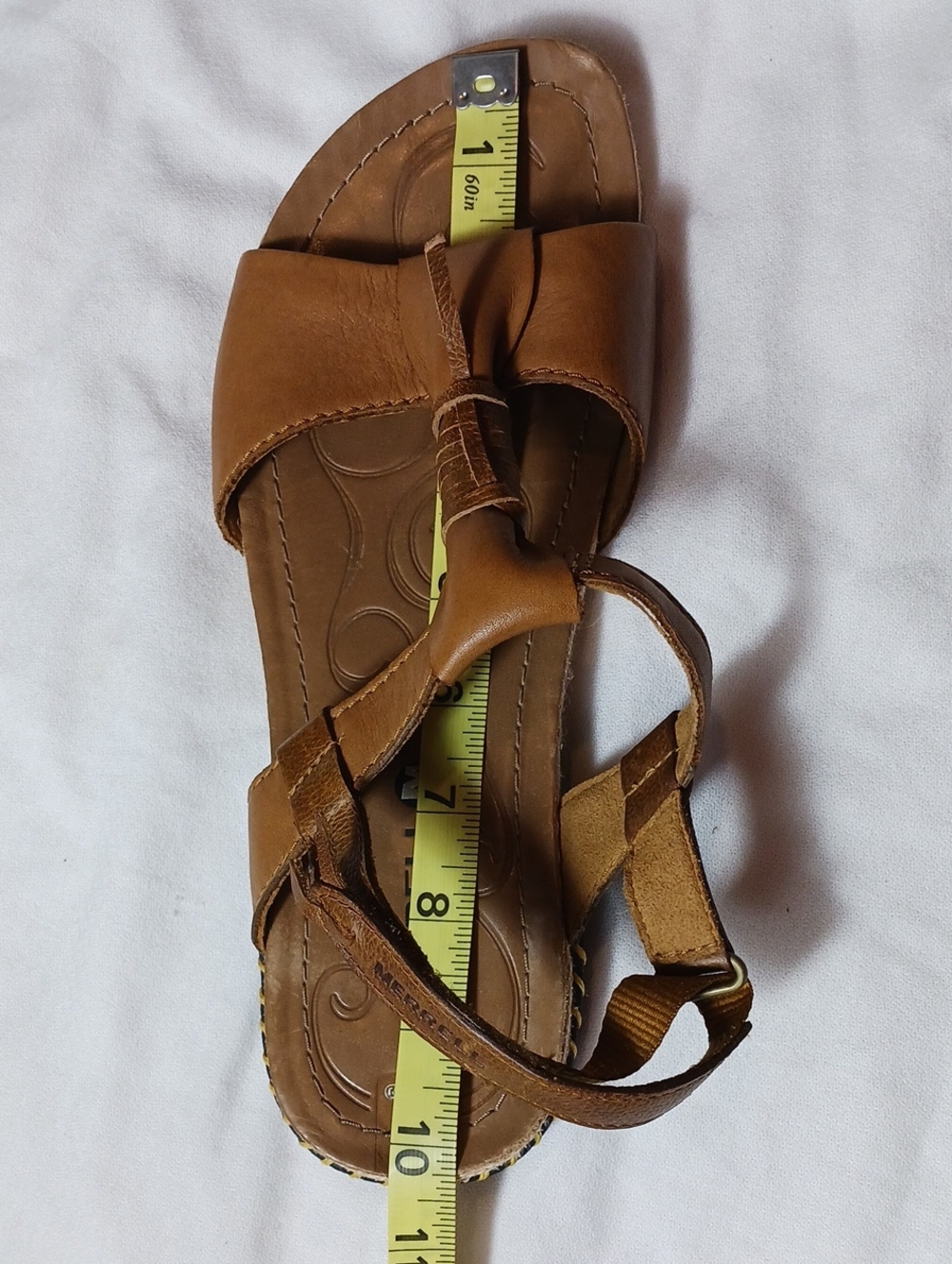 Merrell Whisper Link T-Strap Leather Sandals Ergonomic Boho Chic Granola Size 9 - Picture 7 of 10
